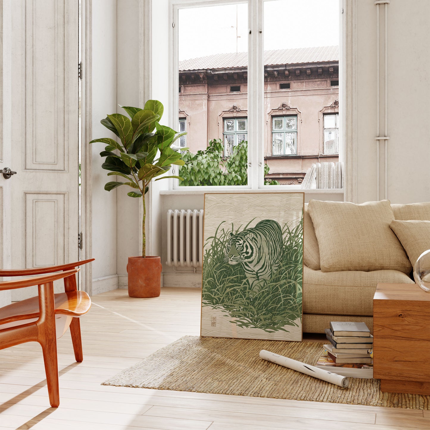 Emerald Tiger Wild Grass Poster