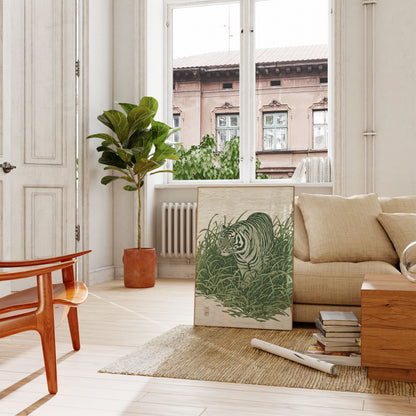 Emerald Tiger Wild Grass Poster