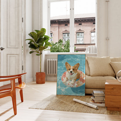 Summer Corgi Pool Float Poster