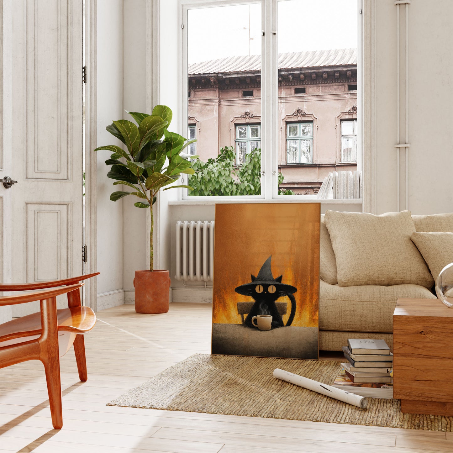 Witch Cat Coffee Chaos Poster