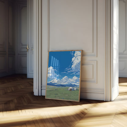 Mongolian Steppe Mountain Landscape Poster