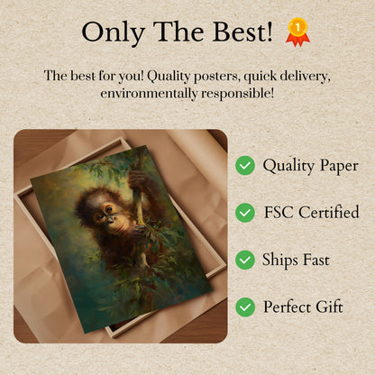 Young Orangutan in Jungle Poster