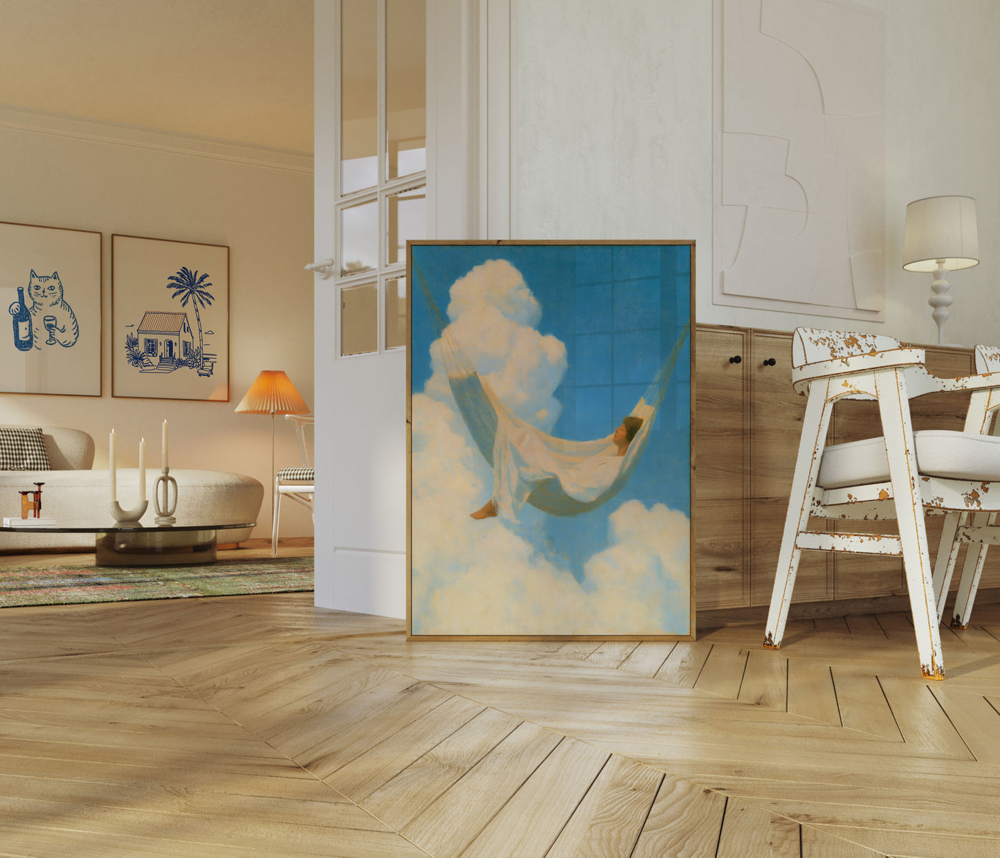 Girl Resting on Cloud Poster