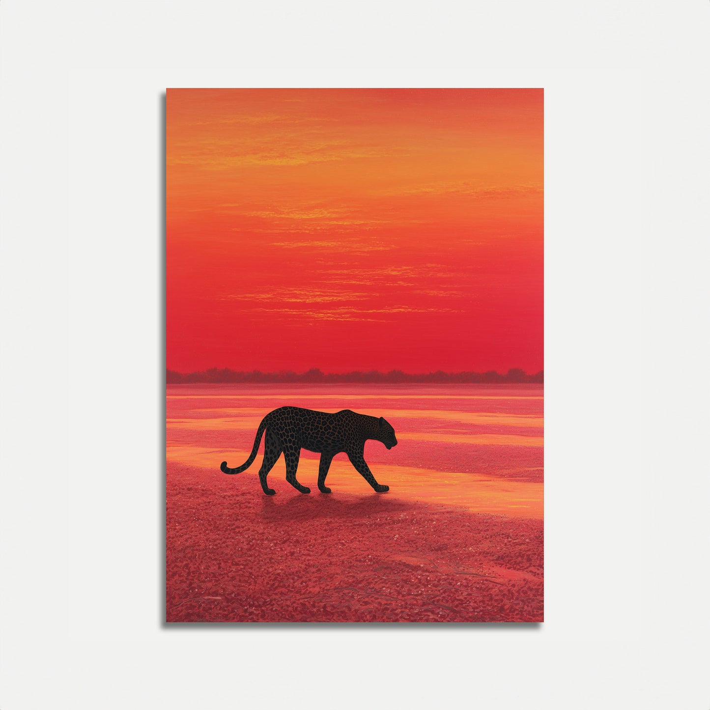 Luipaard die bij Zonsondergang Loopt Poster