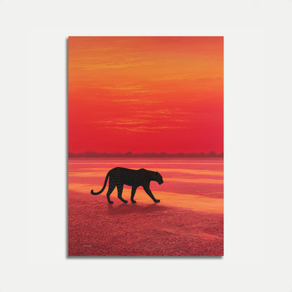 Luipaard die bij Zonsondergang Loopt Poster