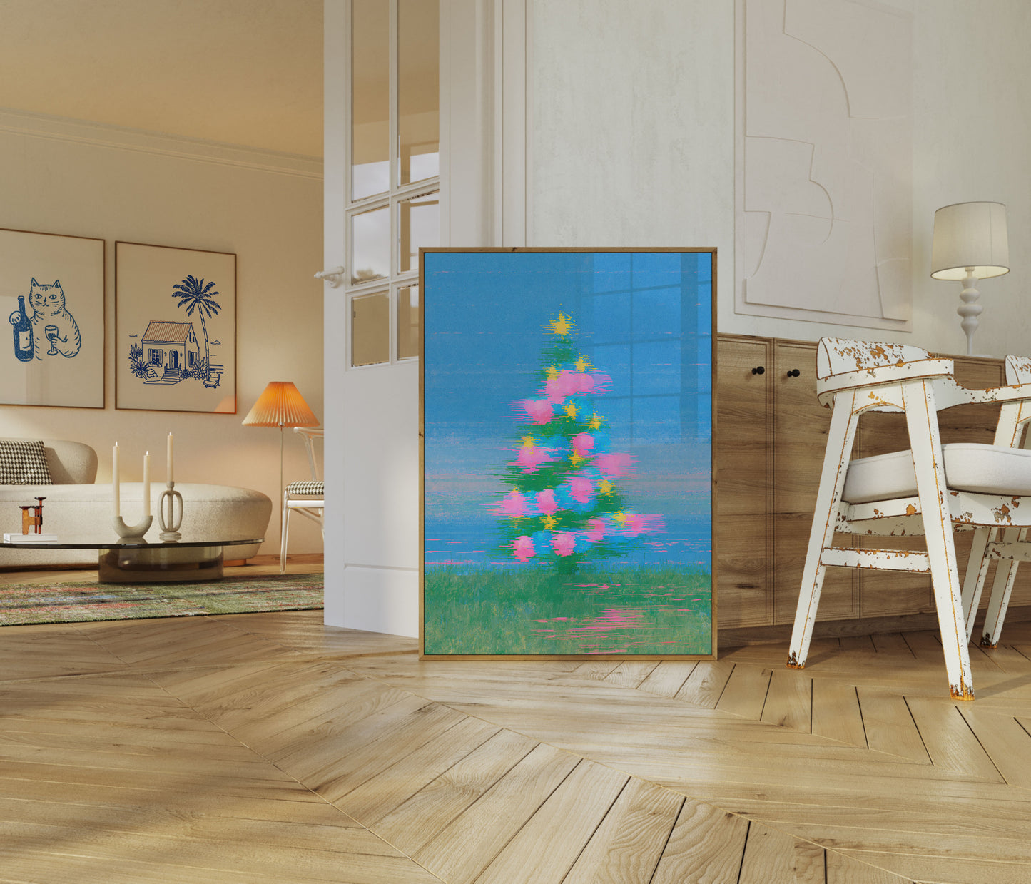 Poster: Glitch Albero di Natale Digitale