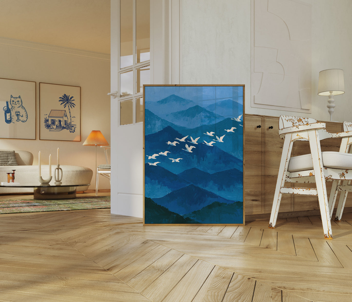 Birds Flying Over Mountains Poster