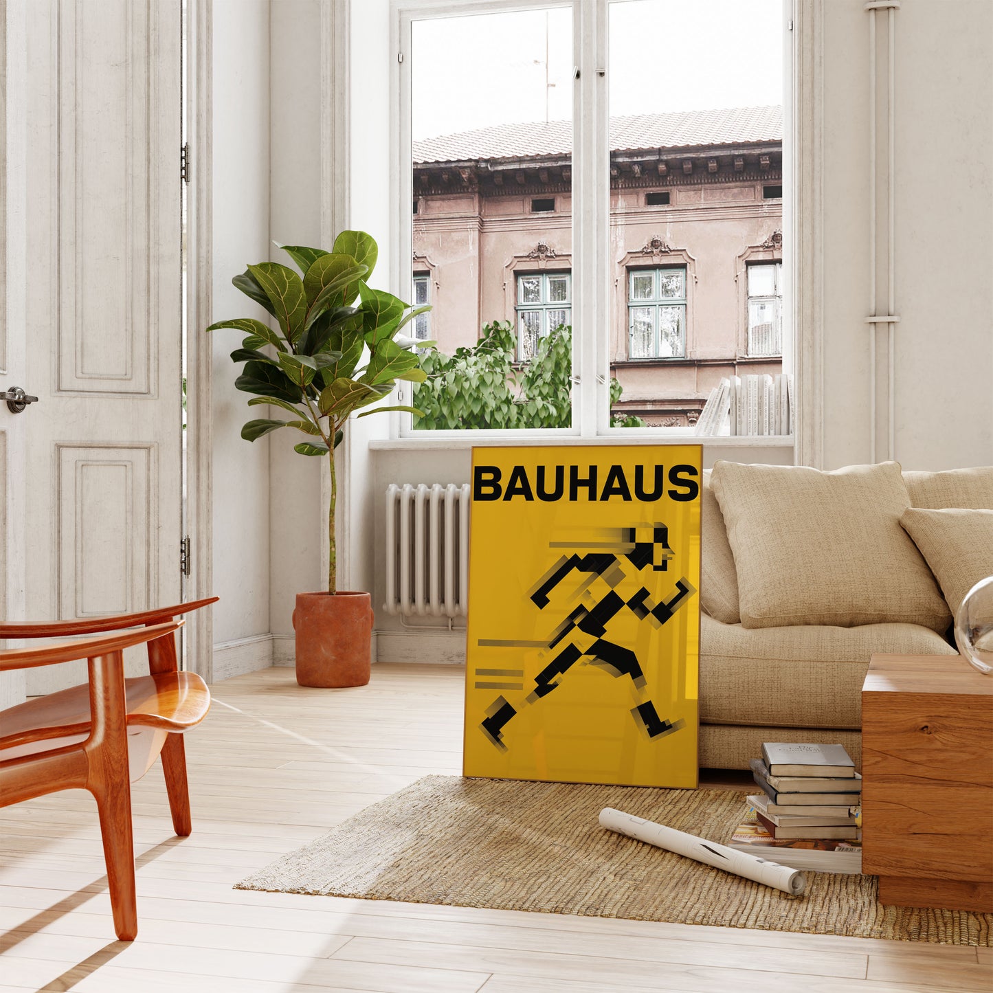 Bauhaus plakát s běžící postavou