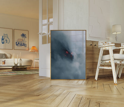 Crimson-Eyed Dragon Shadow Poster