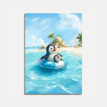 Summer Penguin Paradise Poster