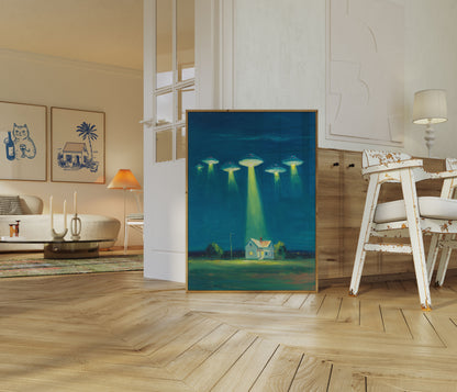 Midnight UFO Invasion Poster