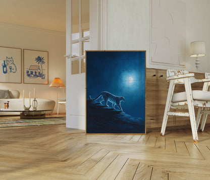 Sneeuwluipaard Maanlicht Poster