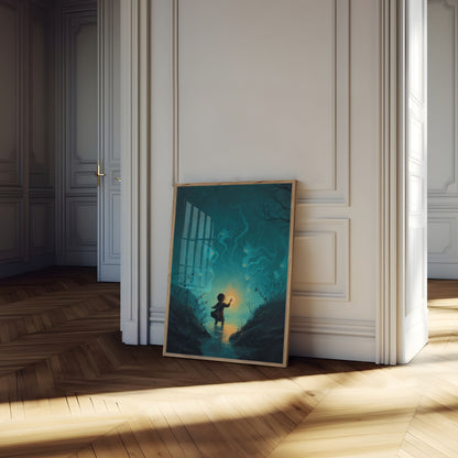 Child Discovering Magic in Water Poster