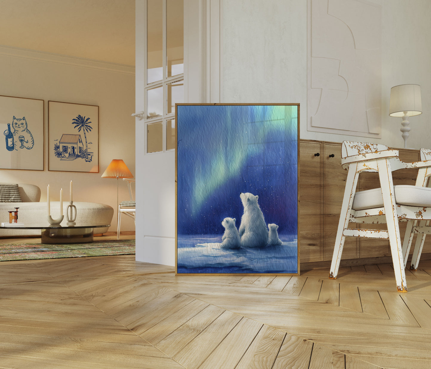 Northern Lights Polar Bears Poster