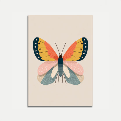 Póster de simetría de mariposas coloridas