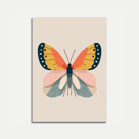 Póster de simetría de mariposas coloridas