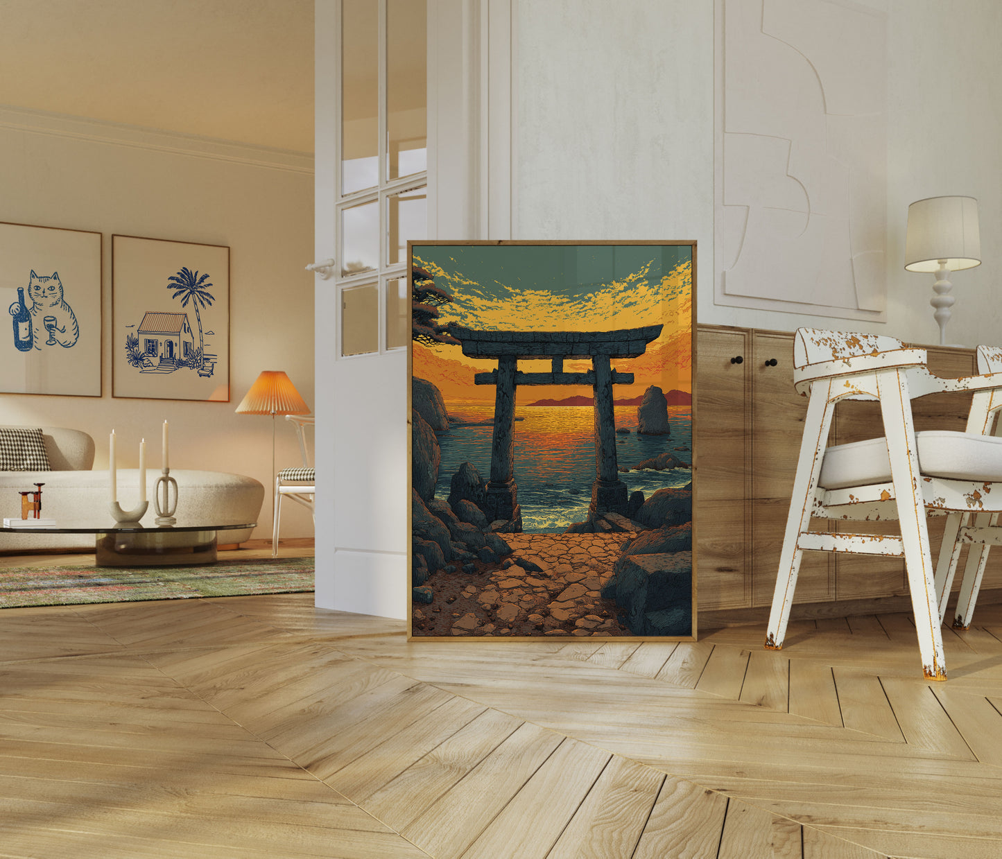 Japanese Torii Gate Sunset Poster
