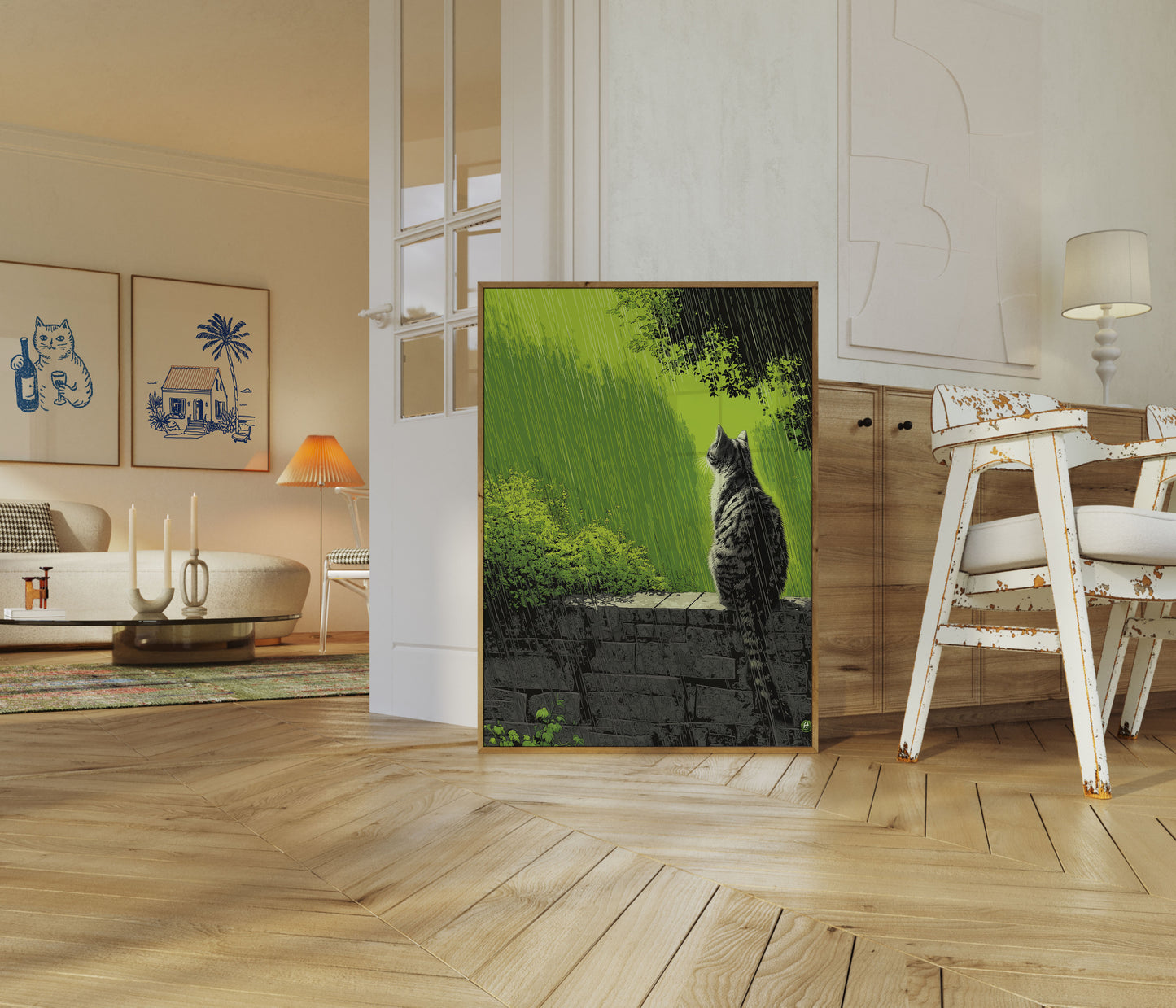 Tabby Kat i Regn Plakat