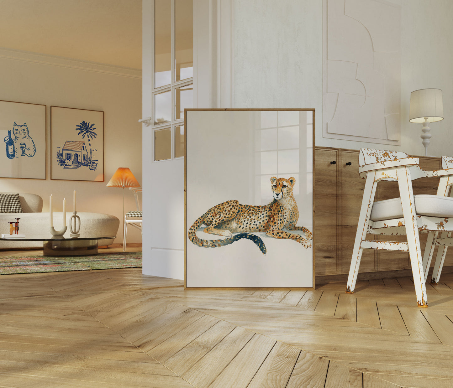 Elegante póster de vida silvestre de guepardo