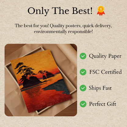 Bonsai Trees Sunset Landscape Poster