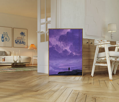 Solitary Figure Storm Sky Poster