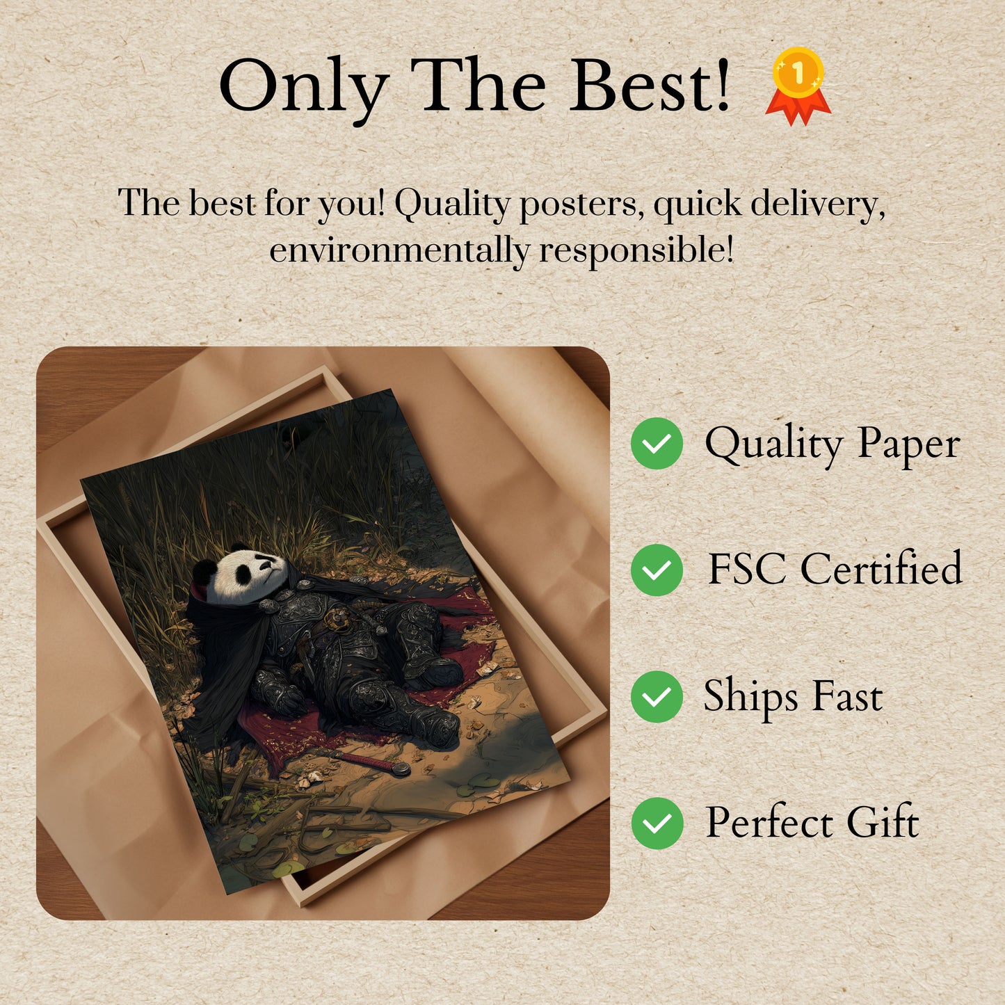 Warrior Panda Resting Poster