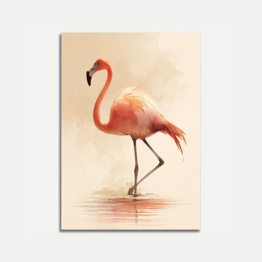 Graceful Flamingo Wading Poster