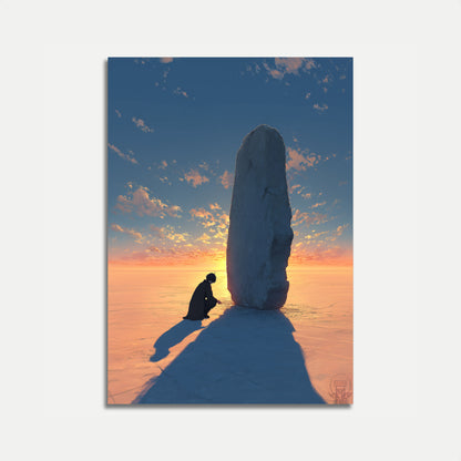 Solitary Stone Sunset Poster