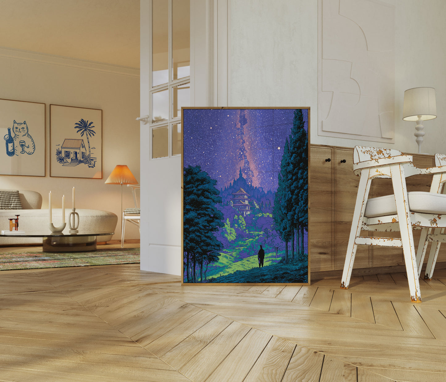 Mystical Castle Under Starlight Poster