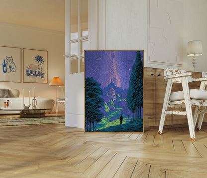 Mystical Castle Under Starlight Poster