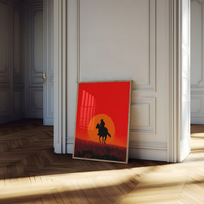 Sonnenuntergangs-Cowboy-Silhouette-Poster