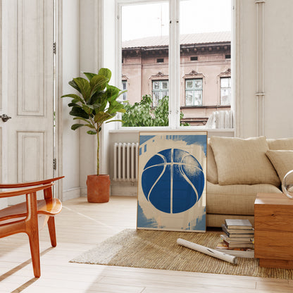 Blue Basketball Graphic Art Poster