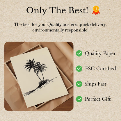 Tropické Palmové Stromy na Pláži Plakát