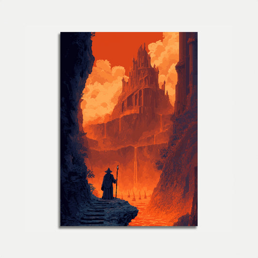 Wizard Approaching Dark Castle Poster