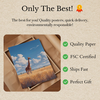 Póster de jirafa solitaria en la sabana