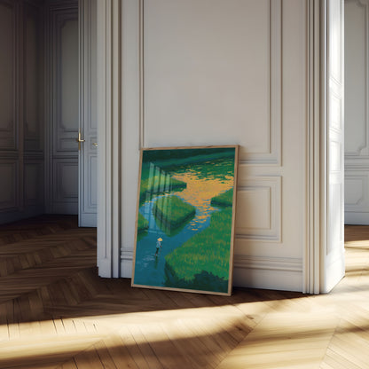 Peaceful River Valley Landscape Poster