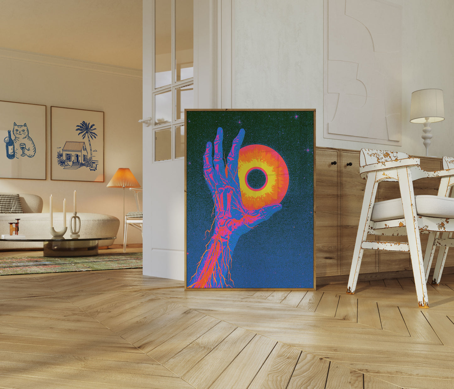 Cosmic Hand Holding Sun Poster