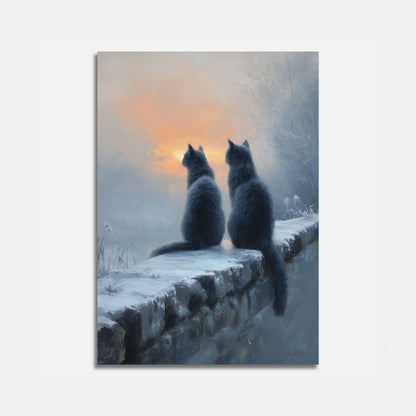 Wolven kijken naar winterse zonsopgang poster