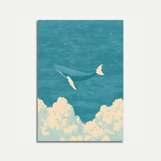 Whale in Turquoise Ocean Poster