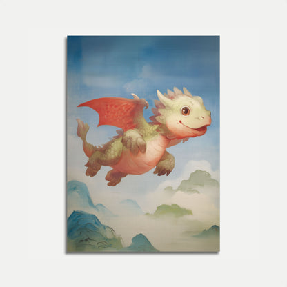 Póster del dragón del cielo juguetón