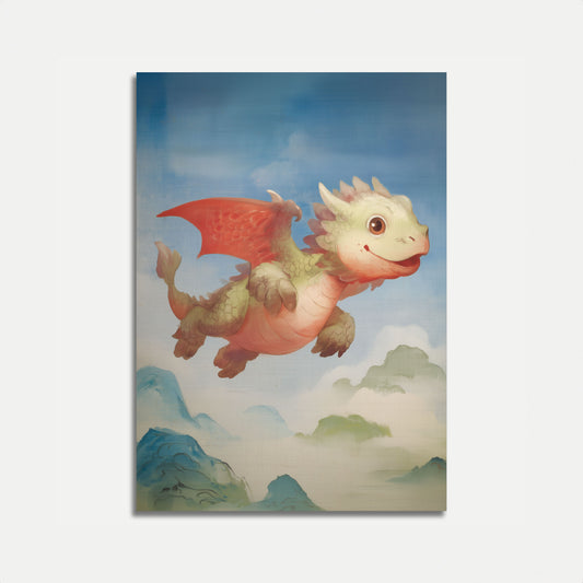 Póster del dragón del cielo juguetón