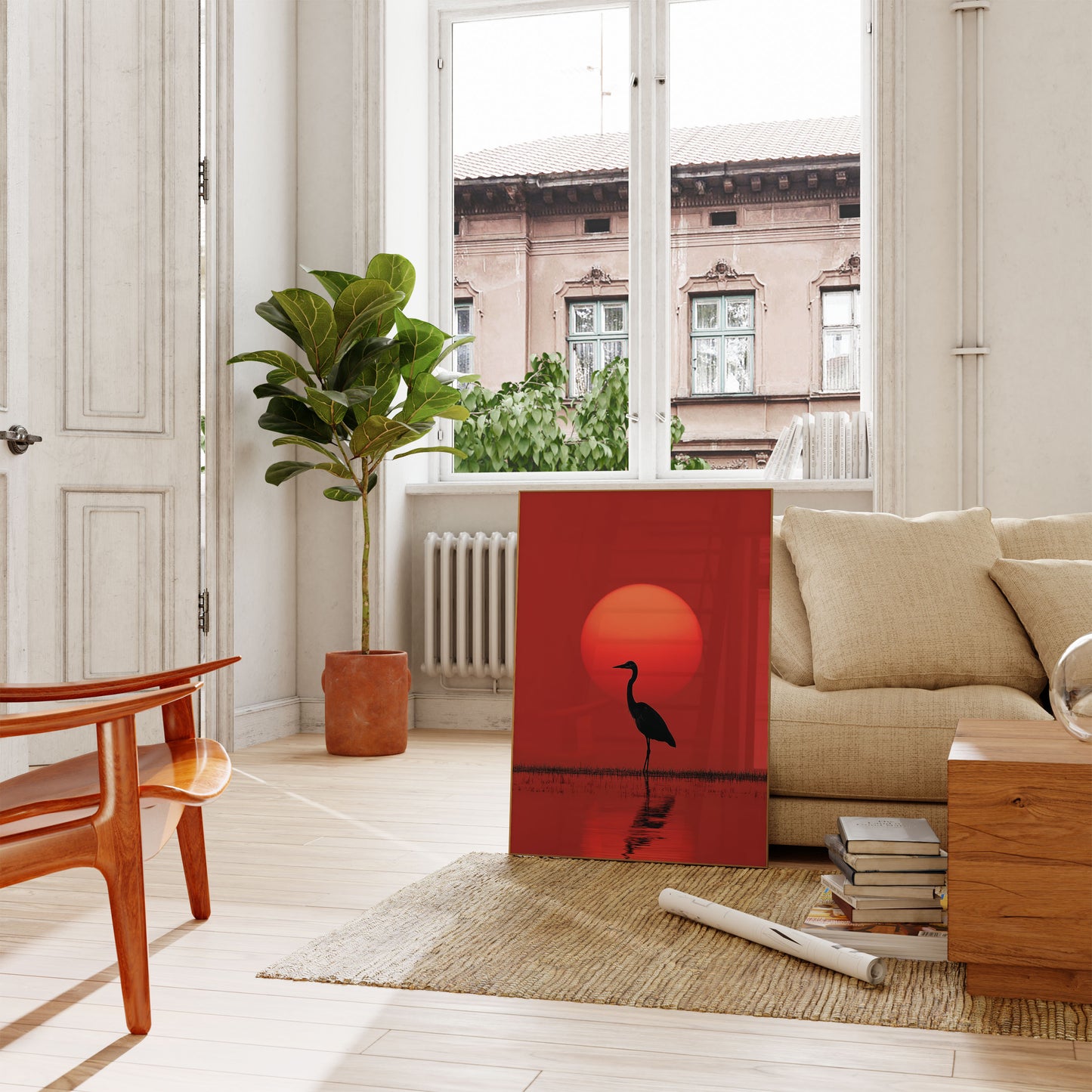 Heron Silhouette Sunset Poster