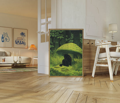 Sort Katt i Hagestillok Plakat