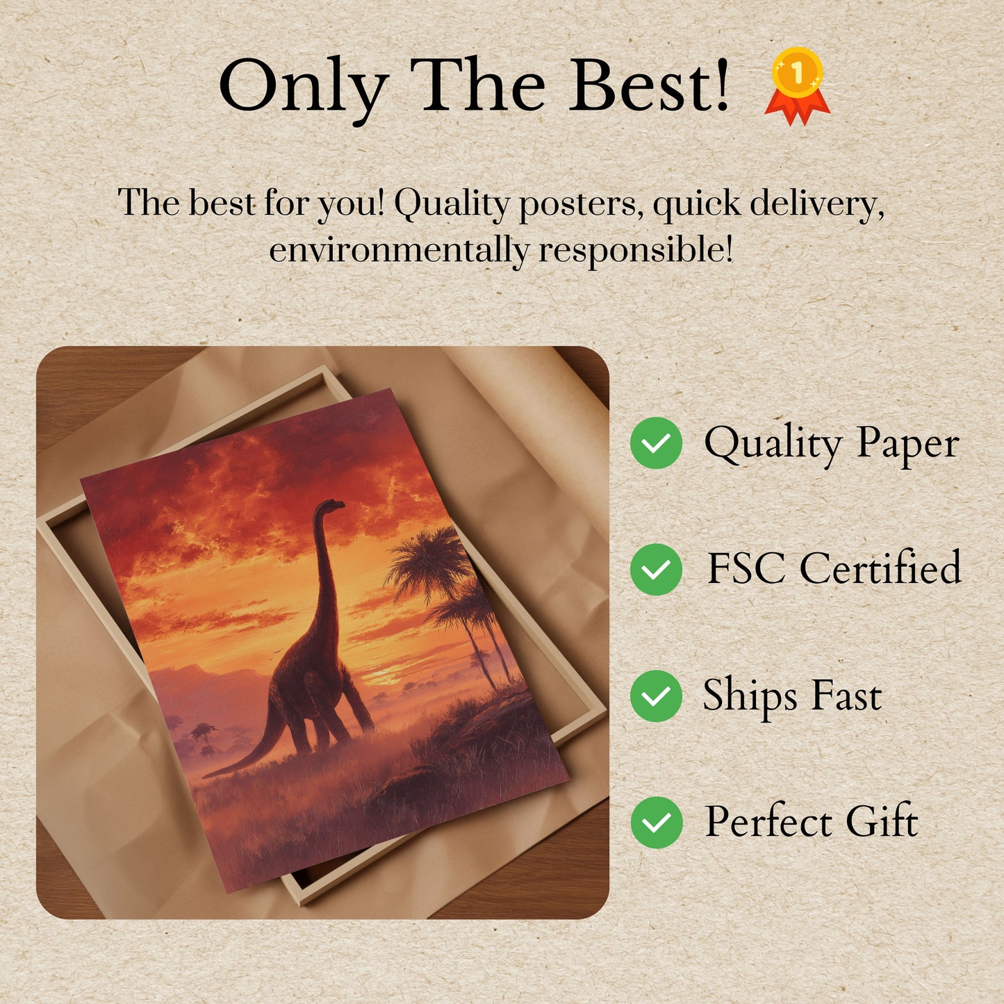 Sunset Brachiosaurus Prehistoric Poster