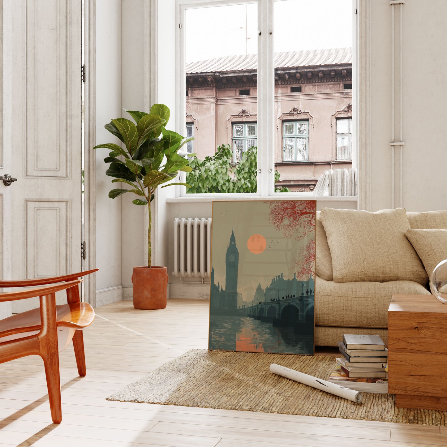 London Måneopgang Bybillede Plakat