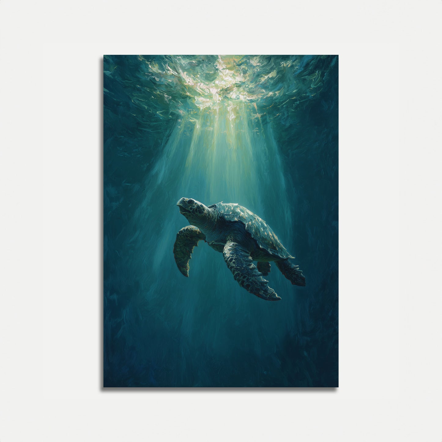 Póster de Tortuga Marina Nadando Hacia Arriba