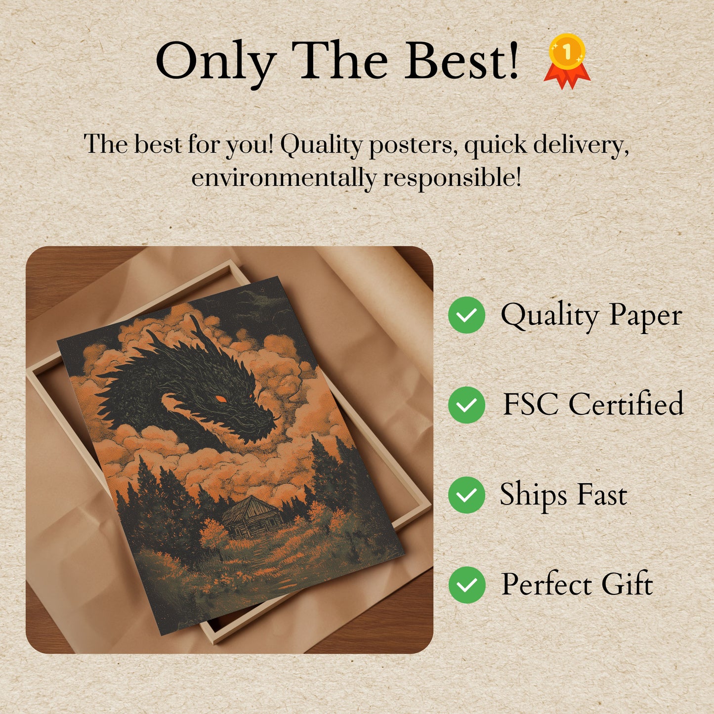 Dragon Rising from Forest Poster