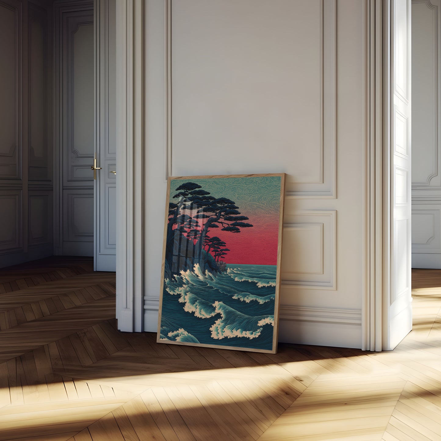 Affiche d'Arbres Côtiers au Coucher du Soleil