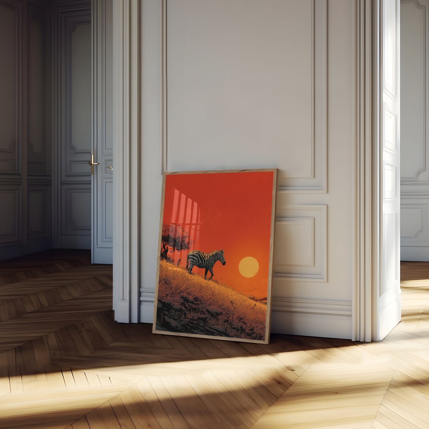 African Sunset Zebra Poster