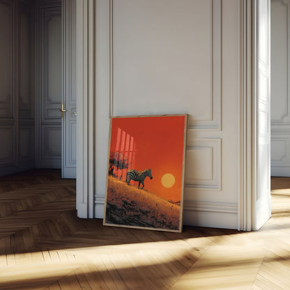 African Sunset Zebra Poster